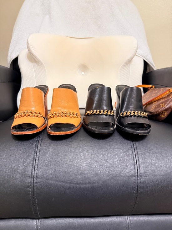 Coach Shoes - Coach Leather Chain-Trim Mules in Orange and Black